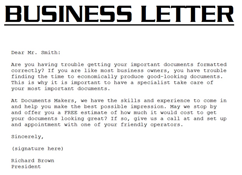 How to write business letters format